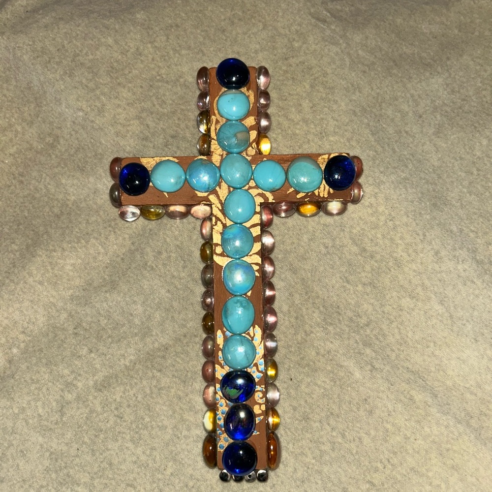 Handcrafted Beaded Cross Decor